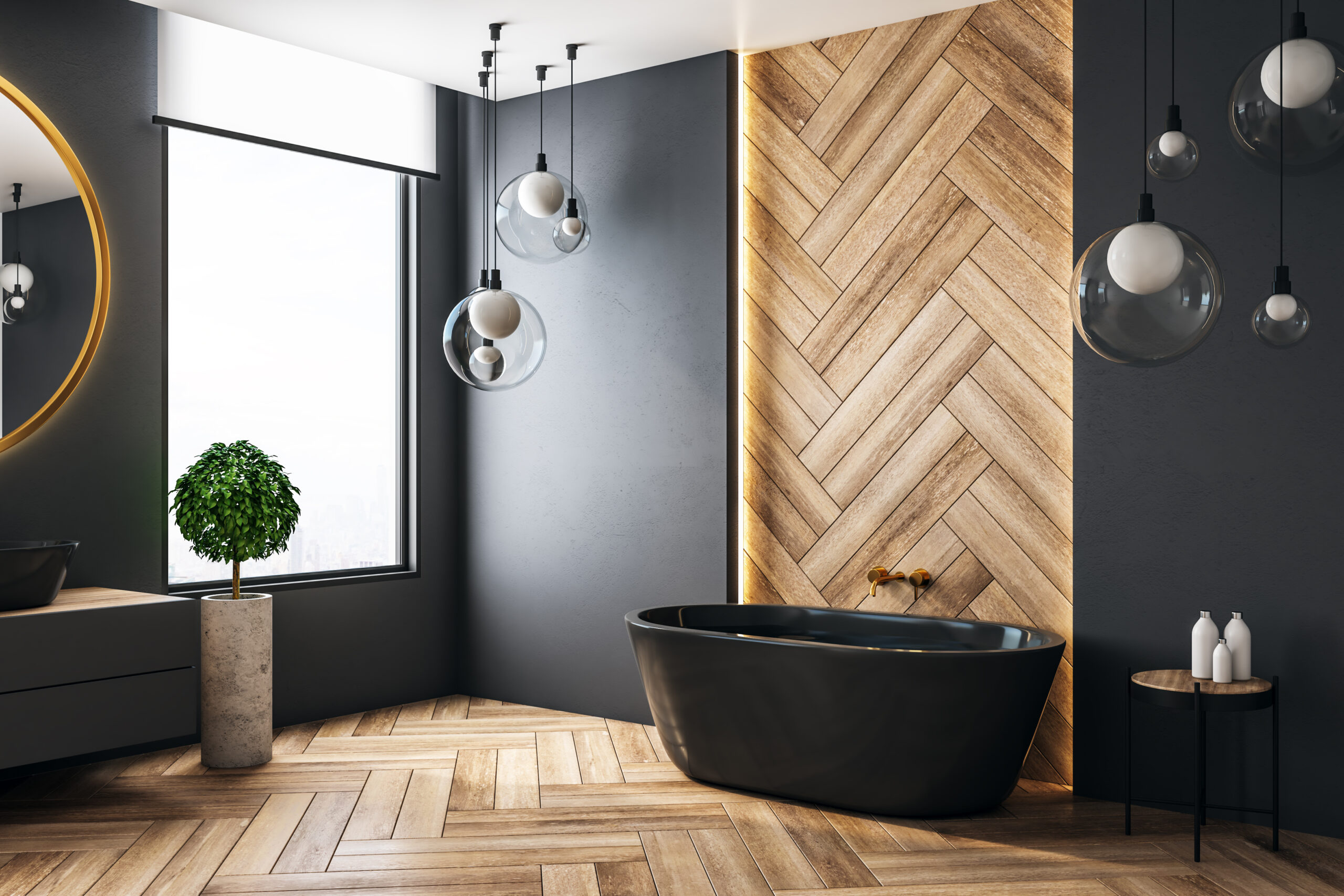 photo salle bain moderne bois baignoire photo salle bain moderne bois