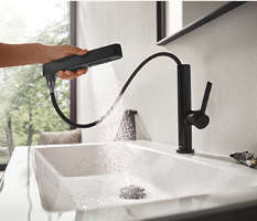 mitigeur-flexible-hasngrohe mitigeur flexible Hansgrohe contemporain design noir