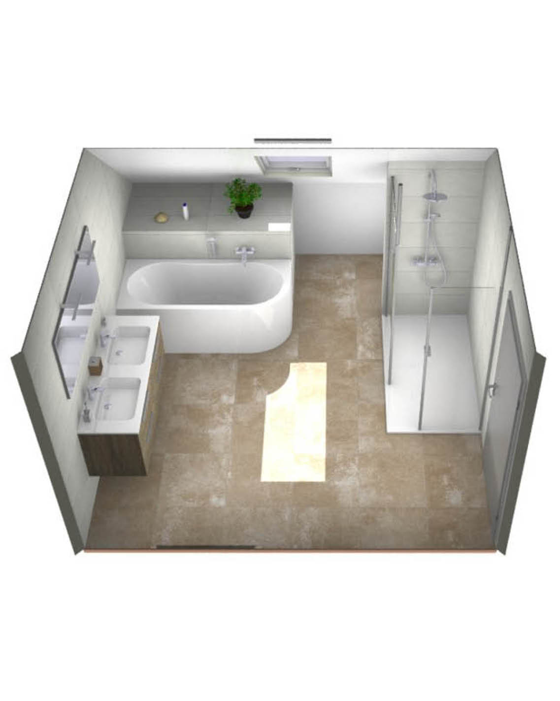 projet-renovation-salle-bain-douche-KANTEM-LeMans-plan-3D Projet rénovation salle de bain douche Plan 3D