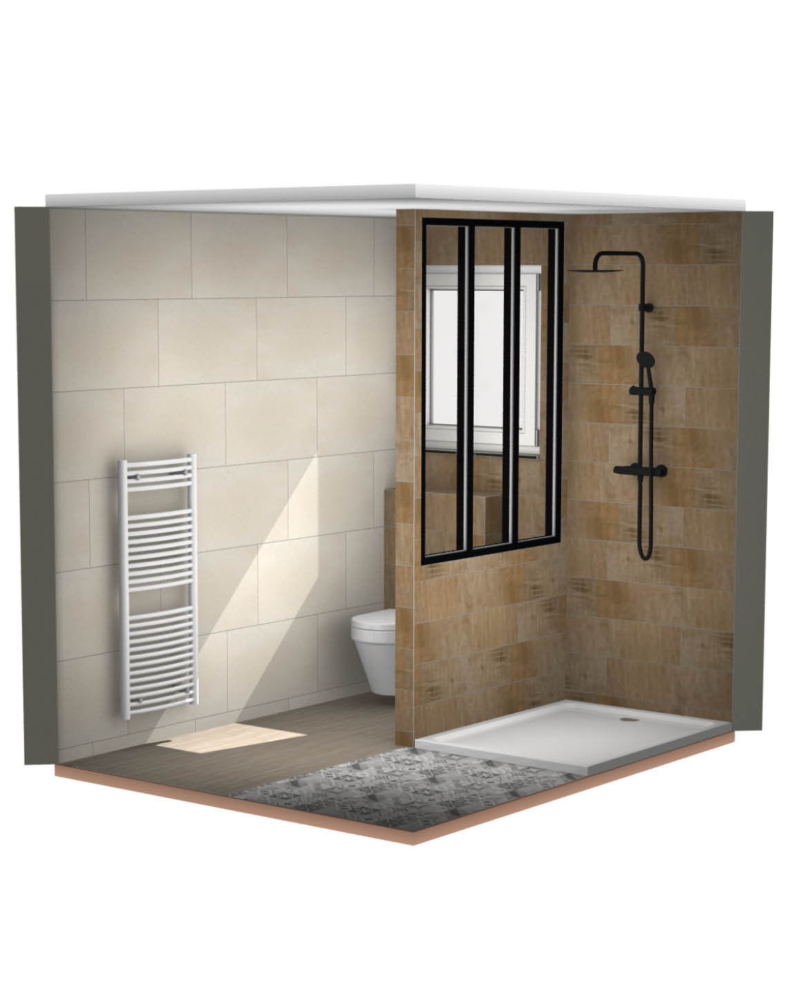 projet-renovation-salle-bain-douche-saniaccess-larochelle-plan-3D Projet rénovation salle de bain douche Plan 3D