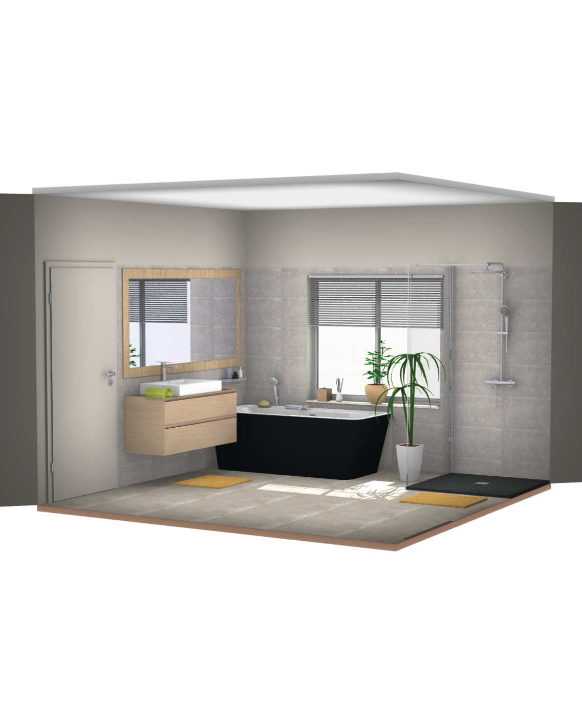projet-renovation-salle-bain-douche-Dupre-Saintes-plan-3D Projet rénovation salle de bain douche Plan 3D