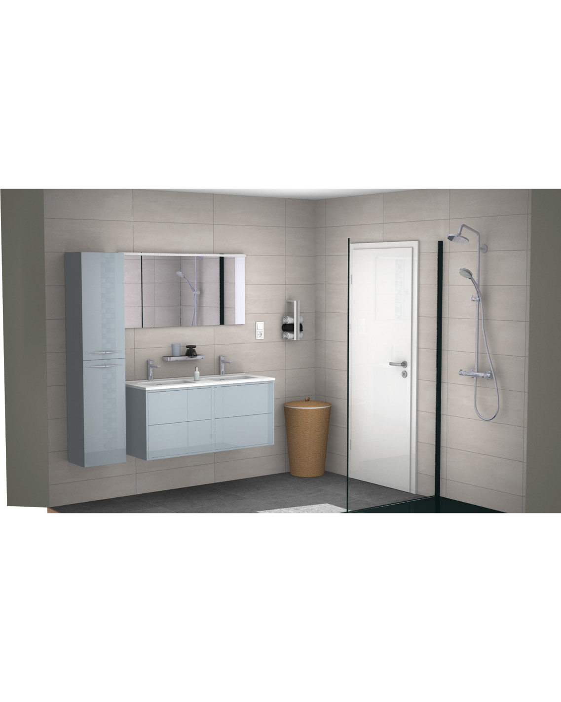 projet-renovation-salle-bain-douche-Dupre-Saintes-plan-3D Projet rénovation salle de bain douche Plan 3D