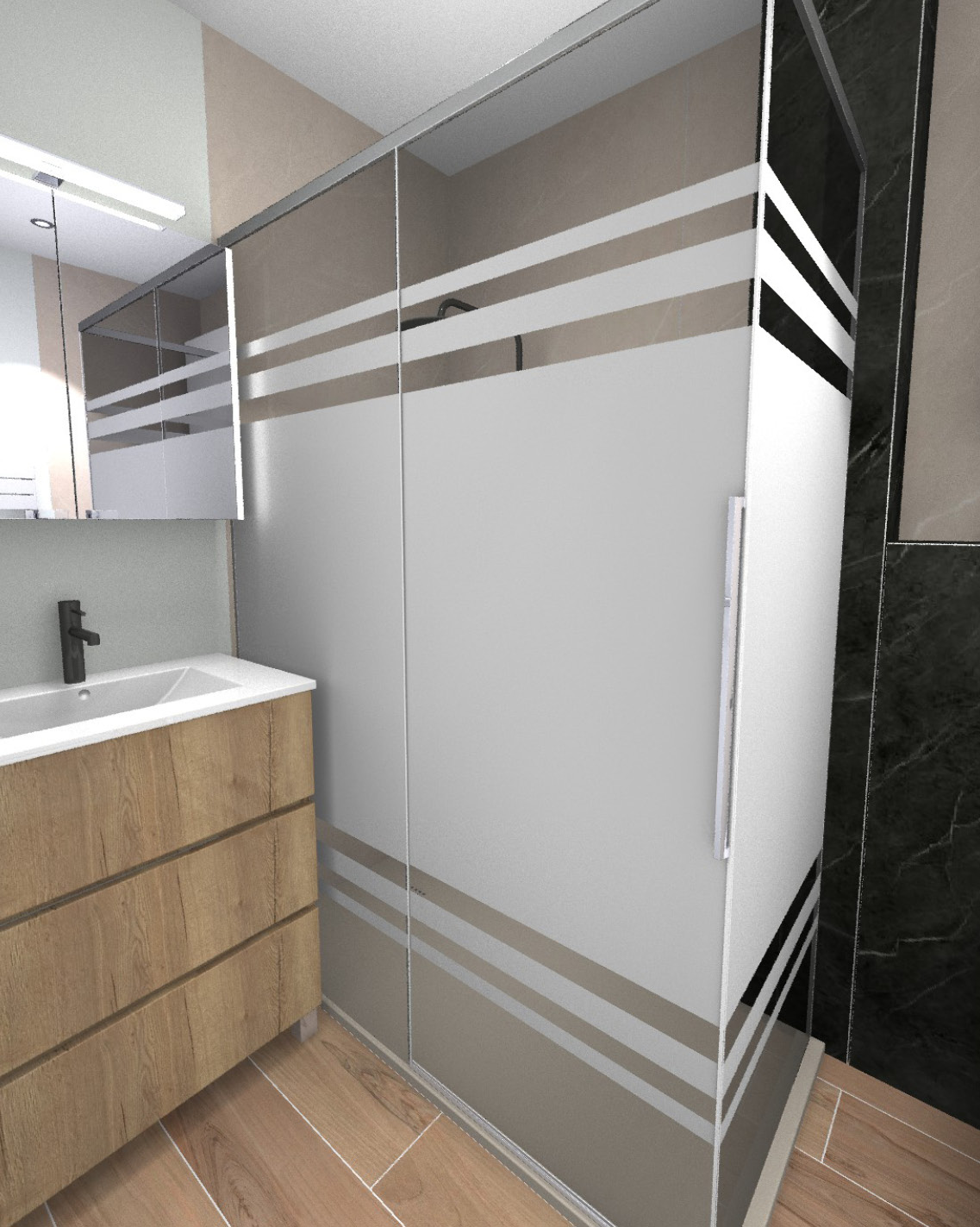 projet-renovation-salle-bain-douche-S2ED-Poitier-3D Projet rénovation salle de bain douche Plan 3D