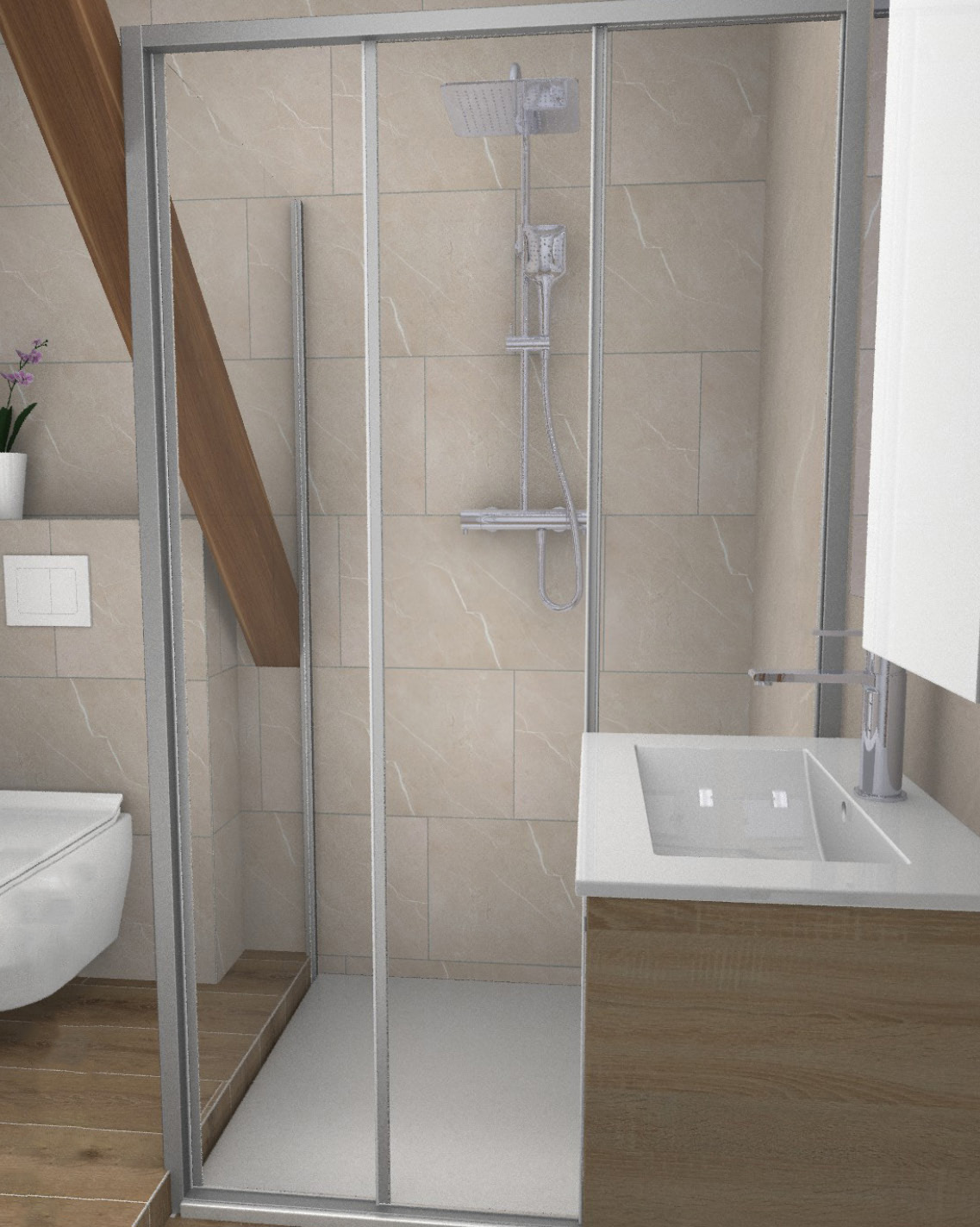 projet-renovation-salle-bain-douche-S2ED-Poitier-3D Projet rénovation salle de bain douche Plan 3D