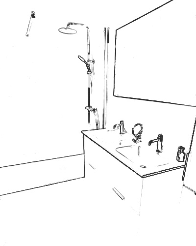 projet-renovation-salle-bain-douche-Bailloeuil-Perpignan-3D Projet rénovation salle de bain douche Plan 3D