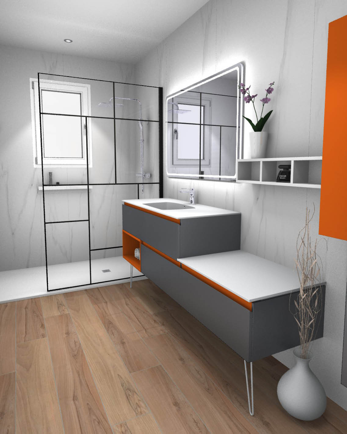 projet-renovation-salle-bain-douche-S2ED-Poitier-3D Projet rénovation salle de bain douche Plan 3D