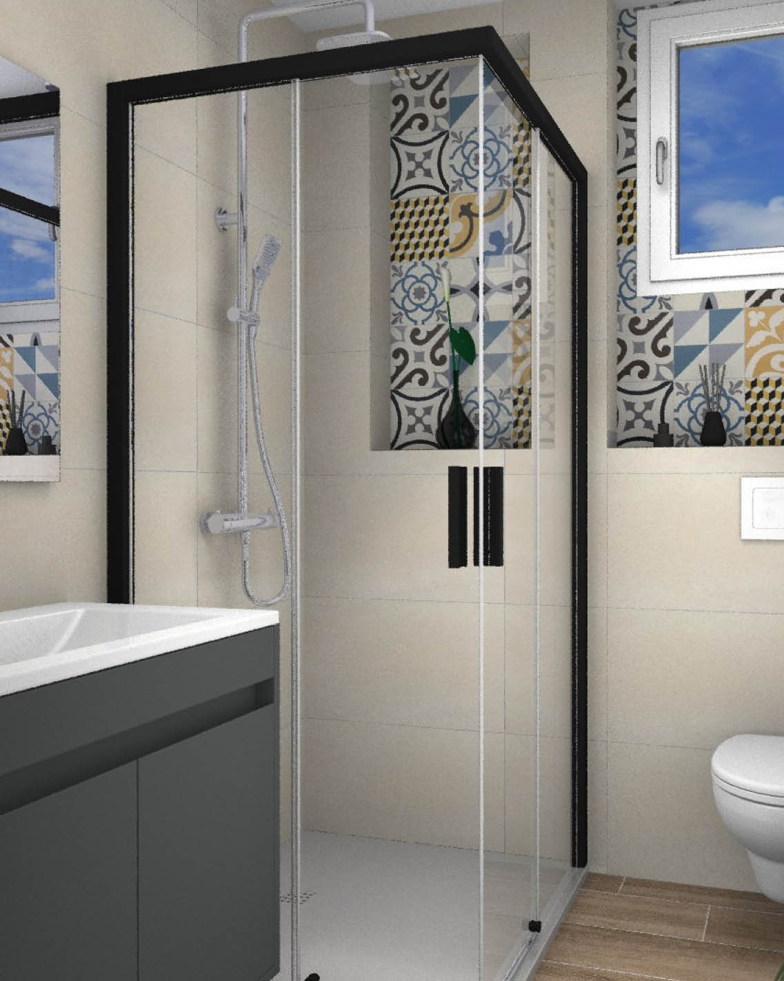projet-renovation-salle-bain-douche-S2ED-Poitier-3D Projet rénovation salle de bain douche Plan 3D