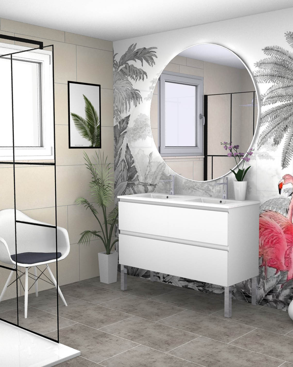 projet-renovation-salle-bain-douche-S2ED-Poitier-3D Projet rénovation salle de bain douche Plan 3D