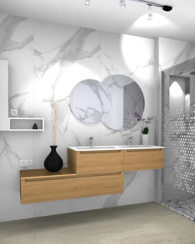 projet rénovation salle bain contemporaine douche mobilier S2ED Poitiers 3D projet rénovation salle bain contemporaine douche mobilier S2ED Poitiers 3D