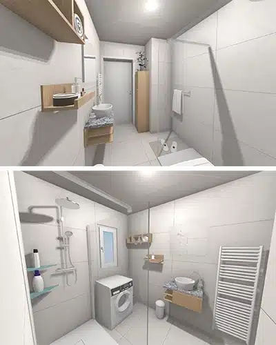 Rénovation complète d'une salle de bain dans un style Nature Zen dans le Haut-Rhin (68) image 3D Rénovation complète d'une salle de bain dans un style Nature Zen dans le Haut-Rhin (68) image 3D